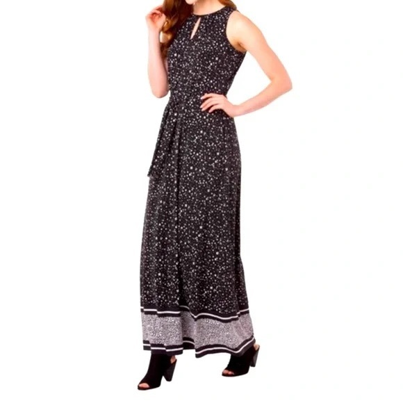Michael Kors Black & White Printed Maxi Dress | Medium - Picture 1 of 7